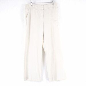 LOFT Outlet Off-White Wide-Leg Linen Pants 8 Petite Mid Rise 33/29